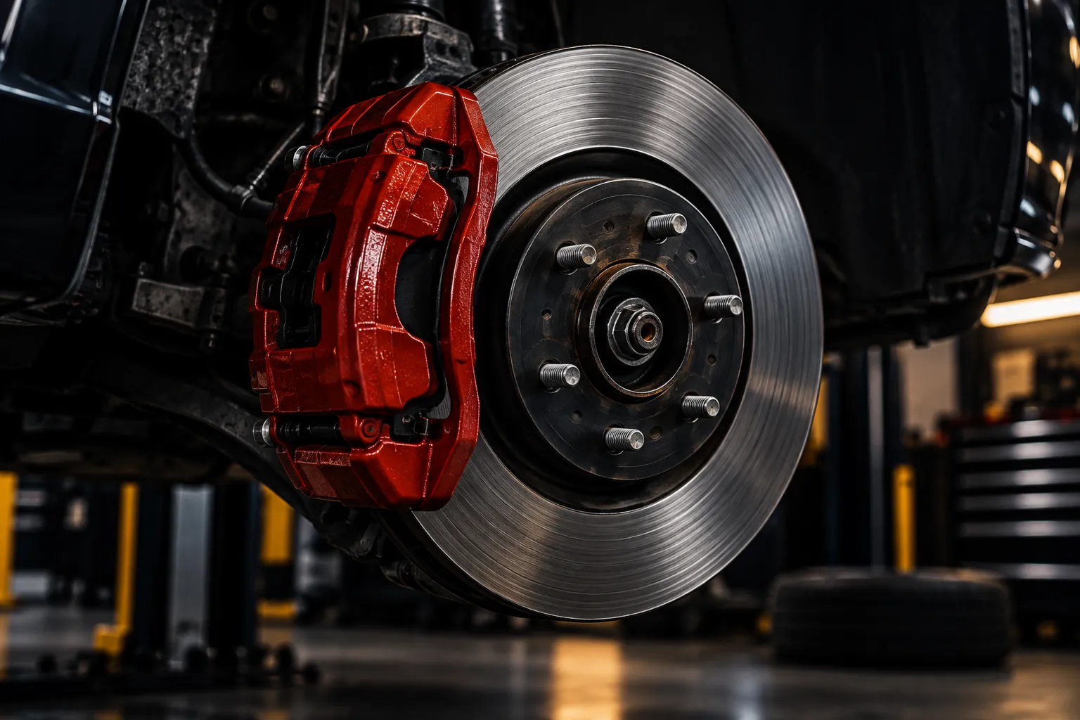 Sistema de freio automotivo em manutenção