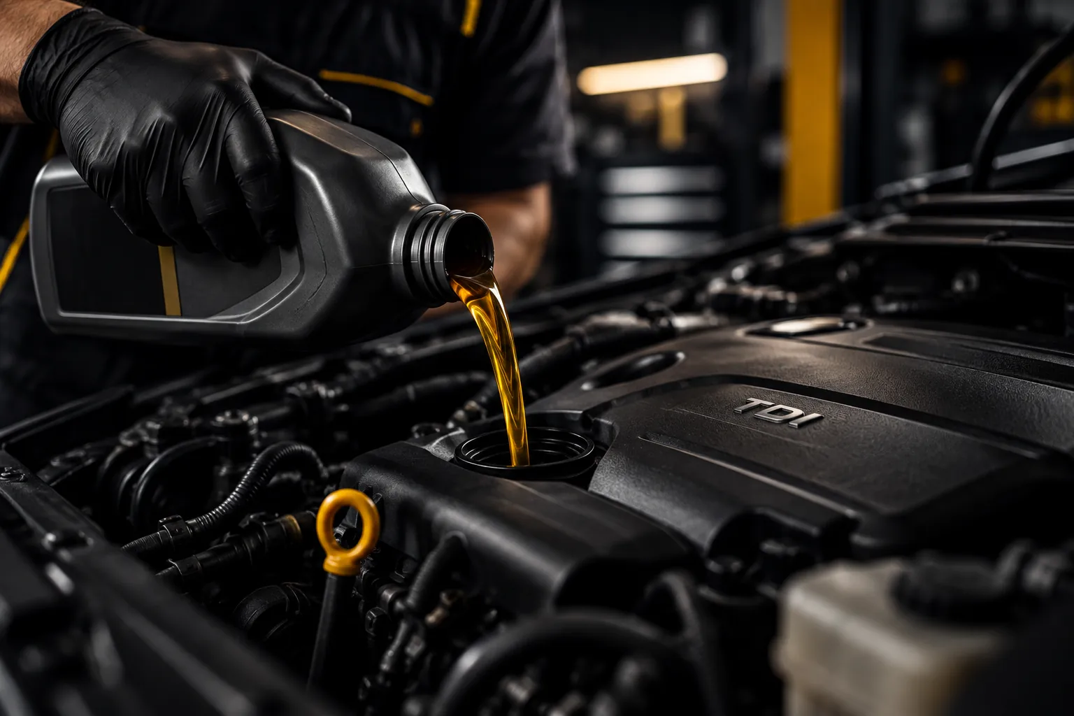 Troca de óleo do motor de um veículo