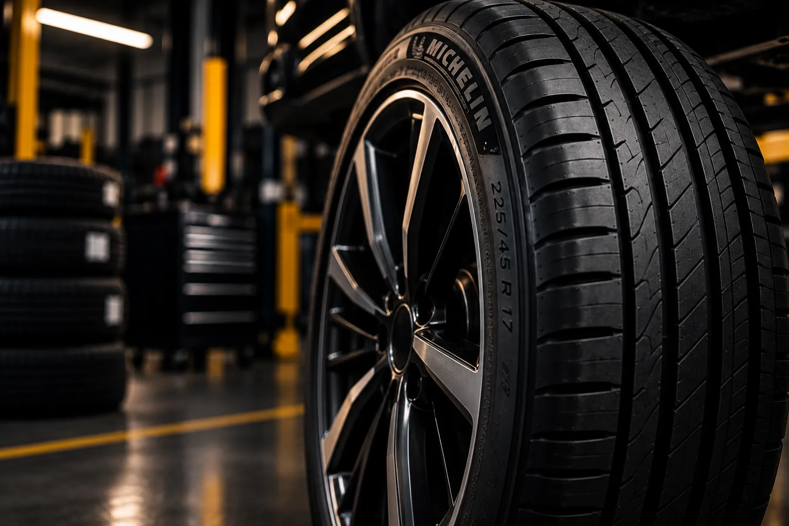 Pneu automotivo em detalhe